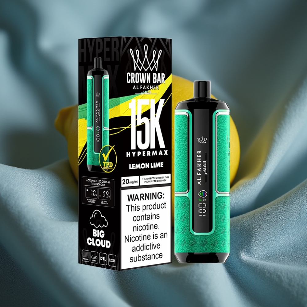 Al Fakher Crown Bar 15K Hypermax 22ml Limon-Lime Aromalı Disposable Vape Kit