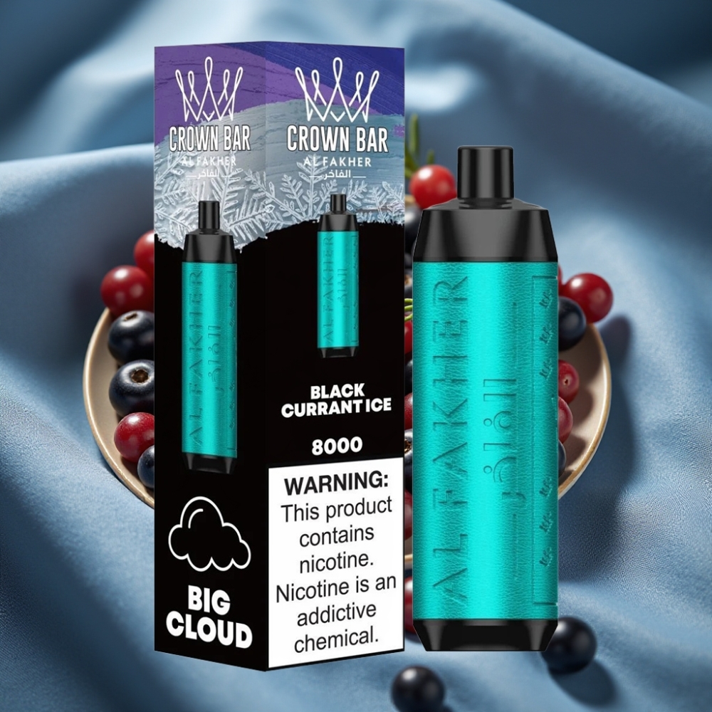 Al Fakher Crown Bar 8000 Crystal 18ml 5mg Siyah Frenküzümü Buz Disposable Vape
