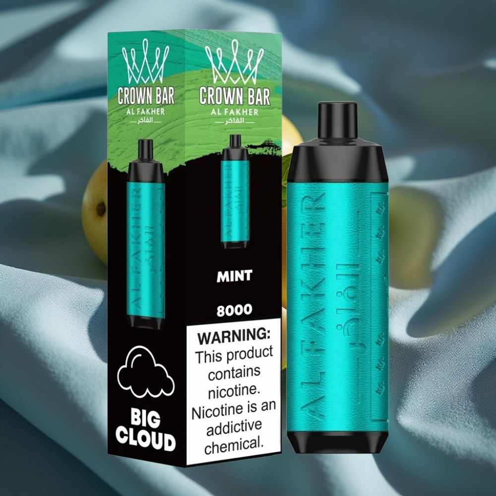 Al Fakher Crown Bar 8000 Crystal Nane Aromalı Tek Kullanımlık Vape 600mAh USB-C 18ml