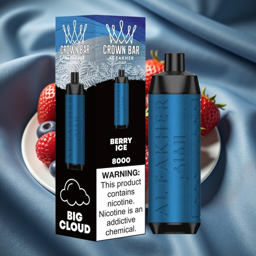 Al Fakher Crown Bar 8000 Crystal Taşınabilir Vape Berry Buz 600mAh 18ml 5mg