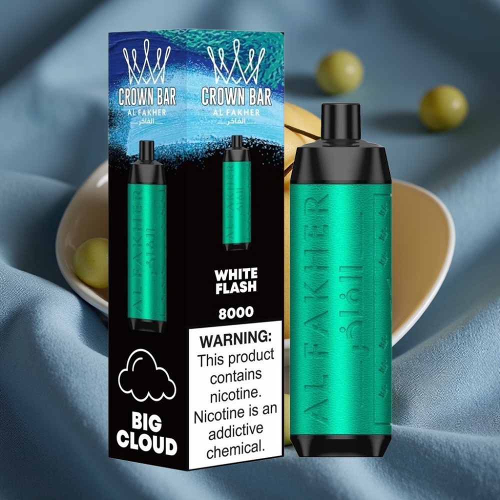 Al Fakher Crown Bar 8000 Crystal Şişe 18ml 5mg Nikotin Beyaz Işık