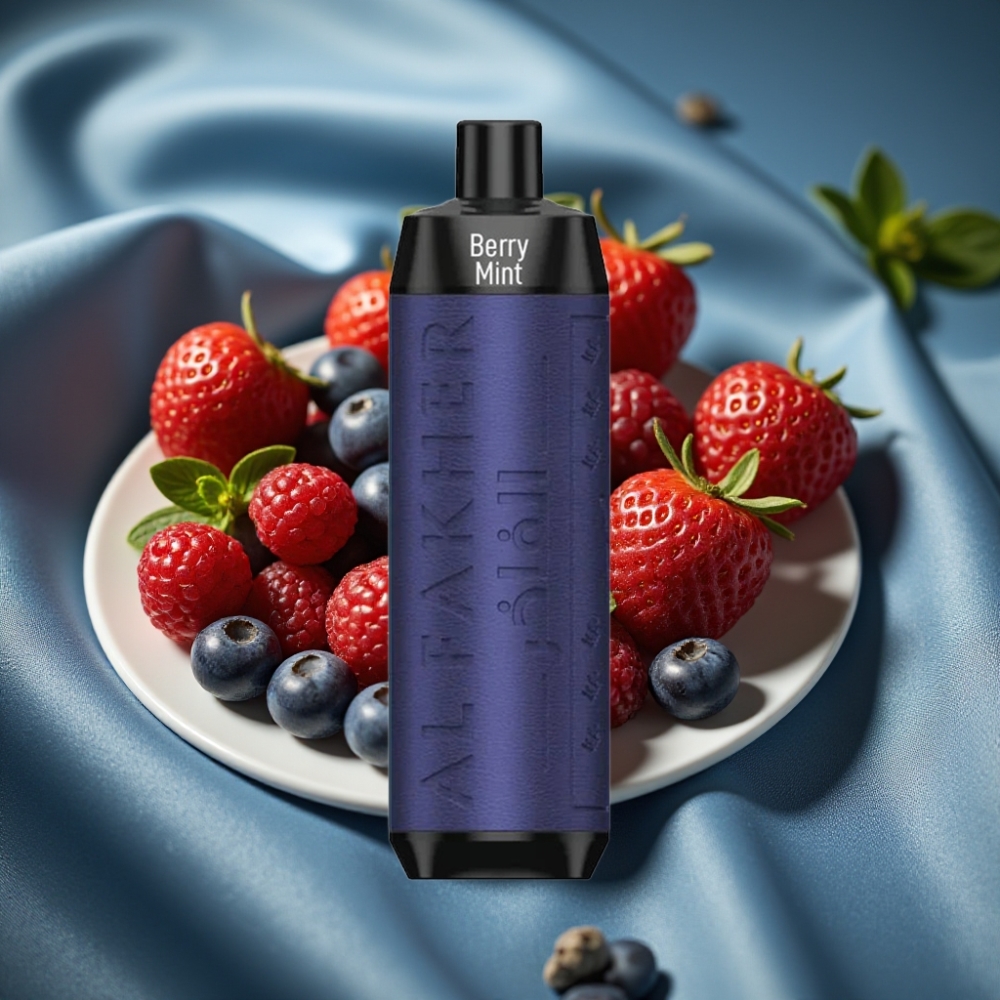 Al Fakher Crown Bar 8000 Crystal Çilek Nane 18ml 5mg Nikotin 600mAh Pil USB-C Şarj