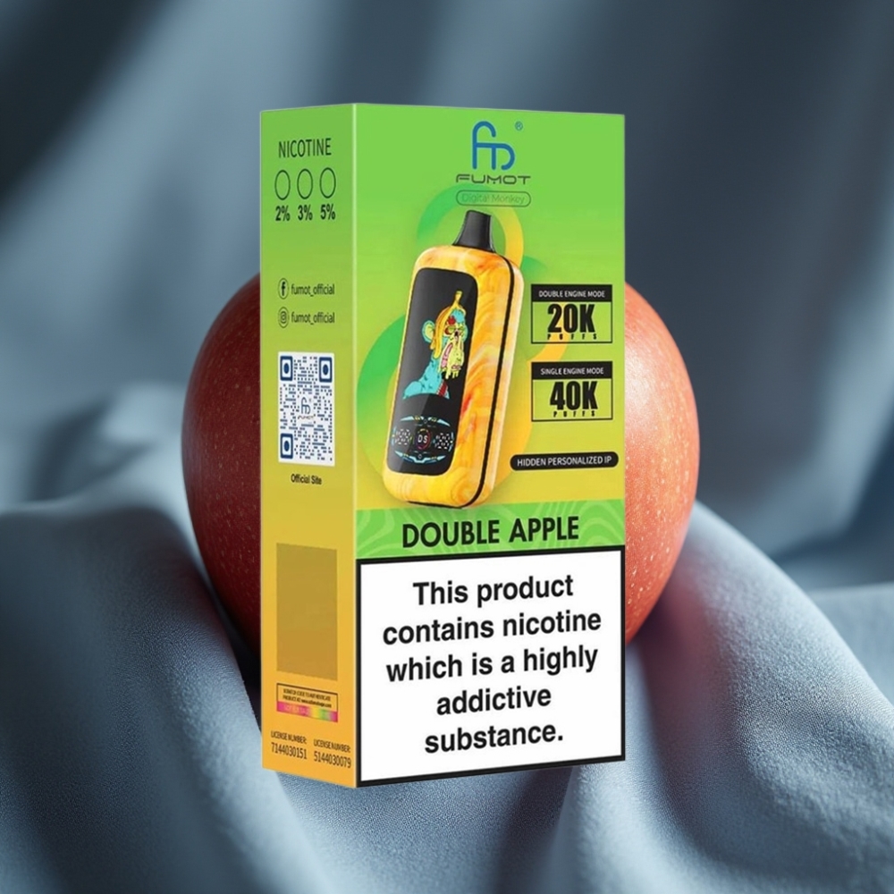 Fumot Digital Monkey 40000 Puff Çift Elma Aromalı Disposable Vape Dual Mesh Coil Type-C
