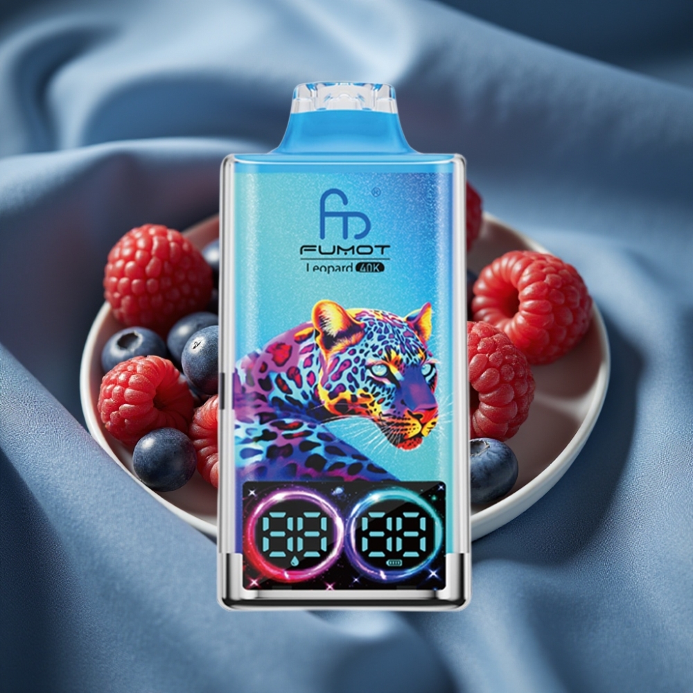 Fumot Leopard 40K Puffs 0-5% Nikotin Mavi Ahududu Ahududu 700mAh Dual Mesh Type-C Dijital Ekran
