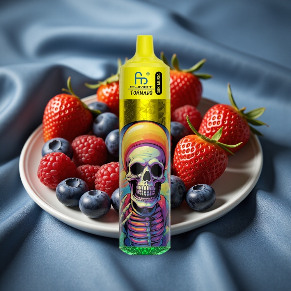 Fumot RandM Tornado 30000 Puff 30mL LED Ekran Çilek Yaban Mersini Ahududu
