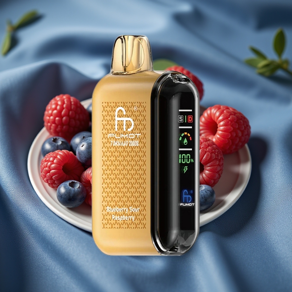 Fumot Tornado 20000 Puff Akıllı Ekran Hava Akış Kontrollü Mavi Ahududu Ekşi Ahududu Aromalı