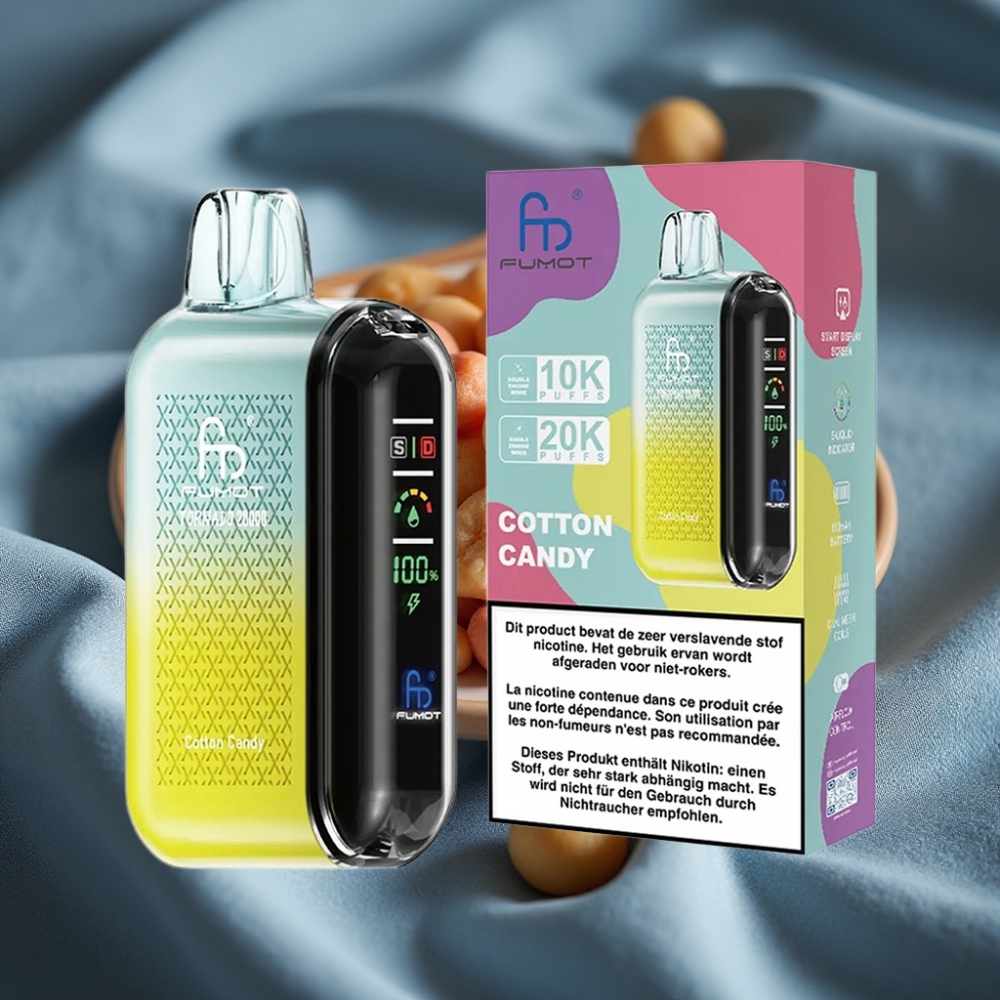 Fumot Tornado 20000 Puff Akıllı Ekranlı Pamuk Şeker Aromalı Çift Mesh Coil