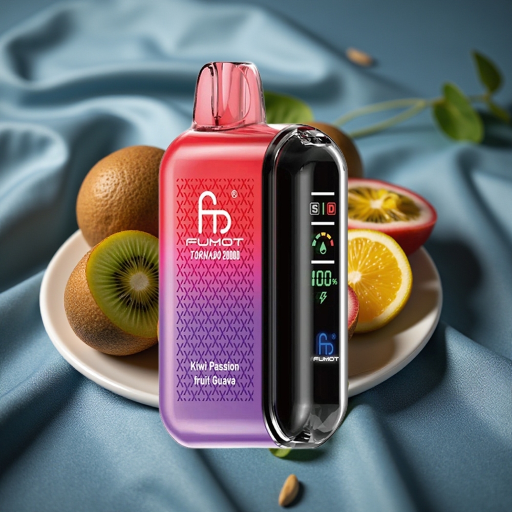 Fumot Tornado 20000 Puff Dual Mesh Coil 20ml Akıllı Ekran Hava Akış Kontrolü Kivi Çarkıfelek Guava