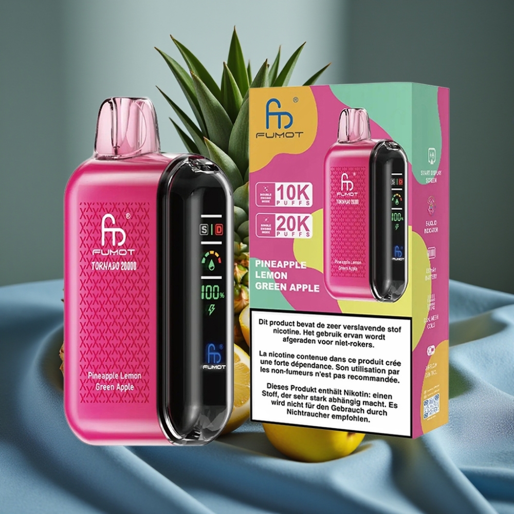 Fumot Tornado 20000 Puff Dual Mesh Coil 20ml Ananas Limon Yeşil Elma