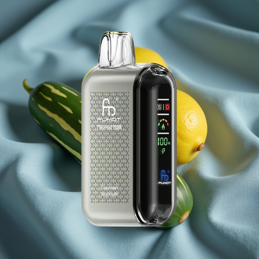 Fumot Tornado 20000 Puff Dual Mesh Coil 20ml Şarj Edilebilir Akıllı Ekran Salatalık Limonata