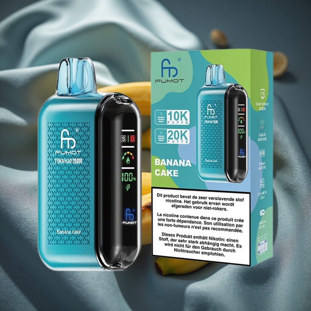 Fumot Tornado 20000 Puff Dual Mesh Coil Akıllı Ekran Muzlu Kek