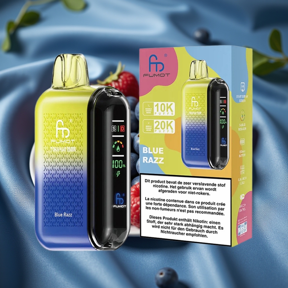 Fumot Tornado 20000 Puff Çift Mesh Bobinli 20ml Mavi Ahududu