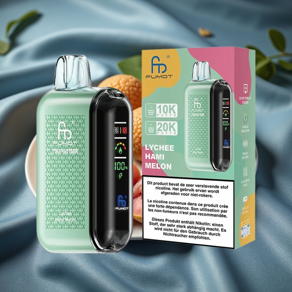 Fumot Tornado 20000 Puff Çift Mesh Bobinli 850mAh Şarj Edilebilir Liçi Hami Kavun Aromalı