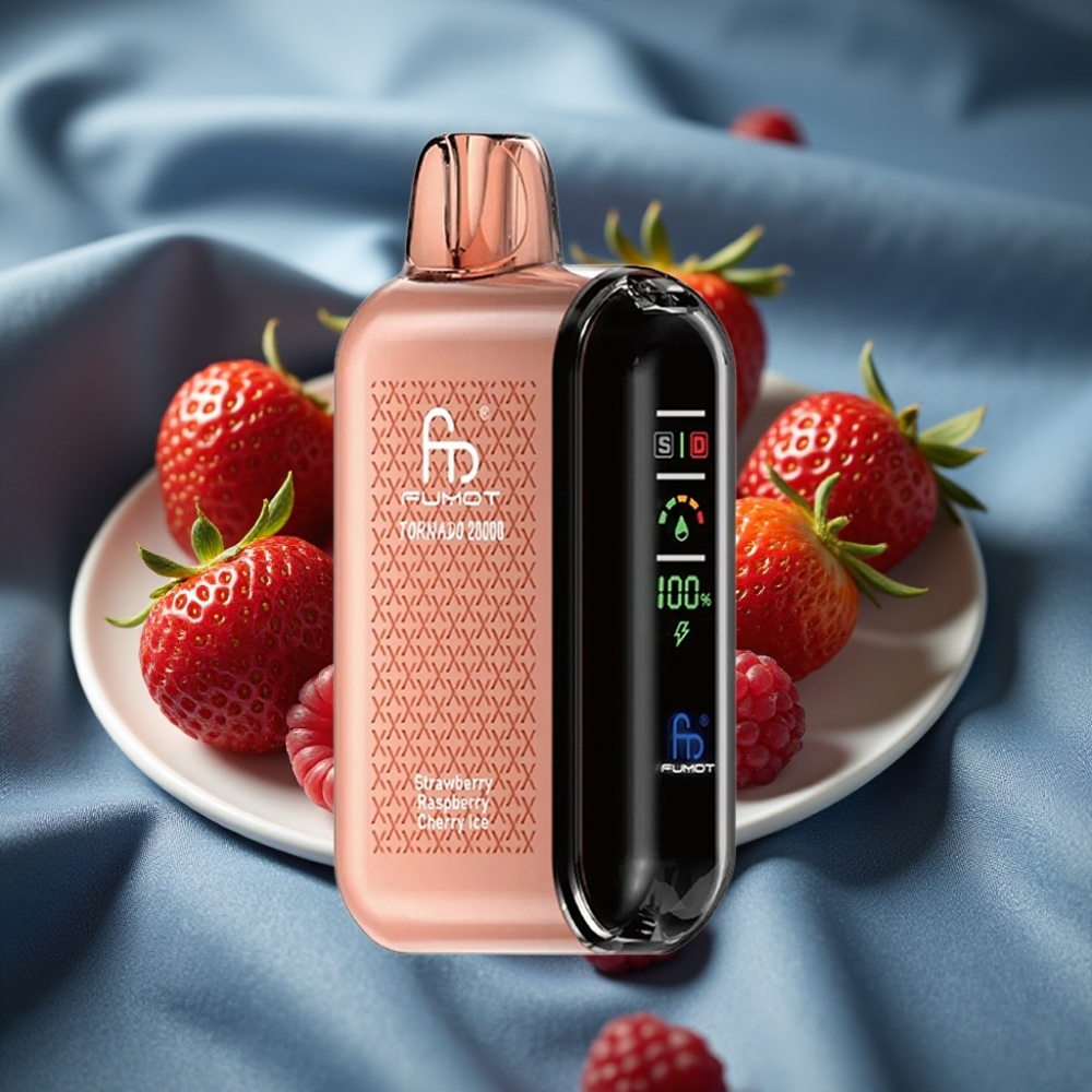 Fumot Tornado 20000 Puff Çilek Ahududu Kiraz Buz Dual Mesh Coil 20ml 850mAh