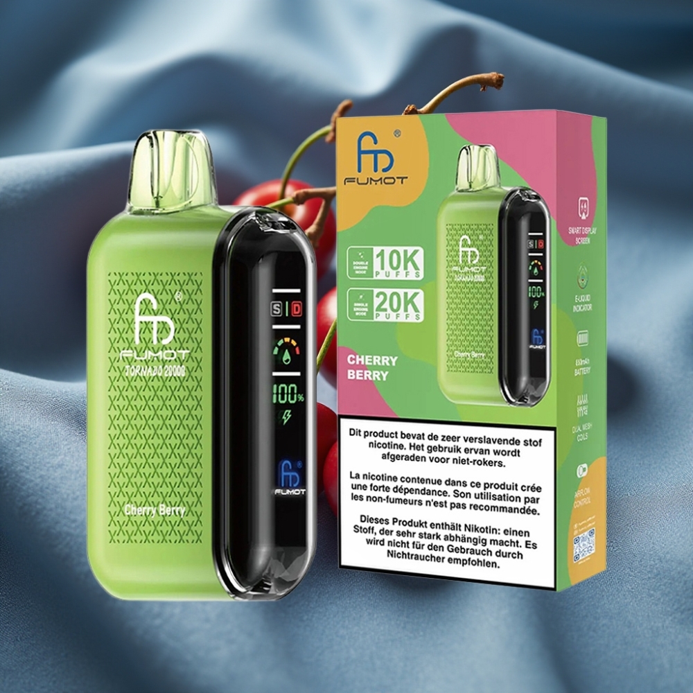 Fumot Tornado 20000 Puffs Dual Mesh Coil Smart Display Vişne Çilek