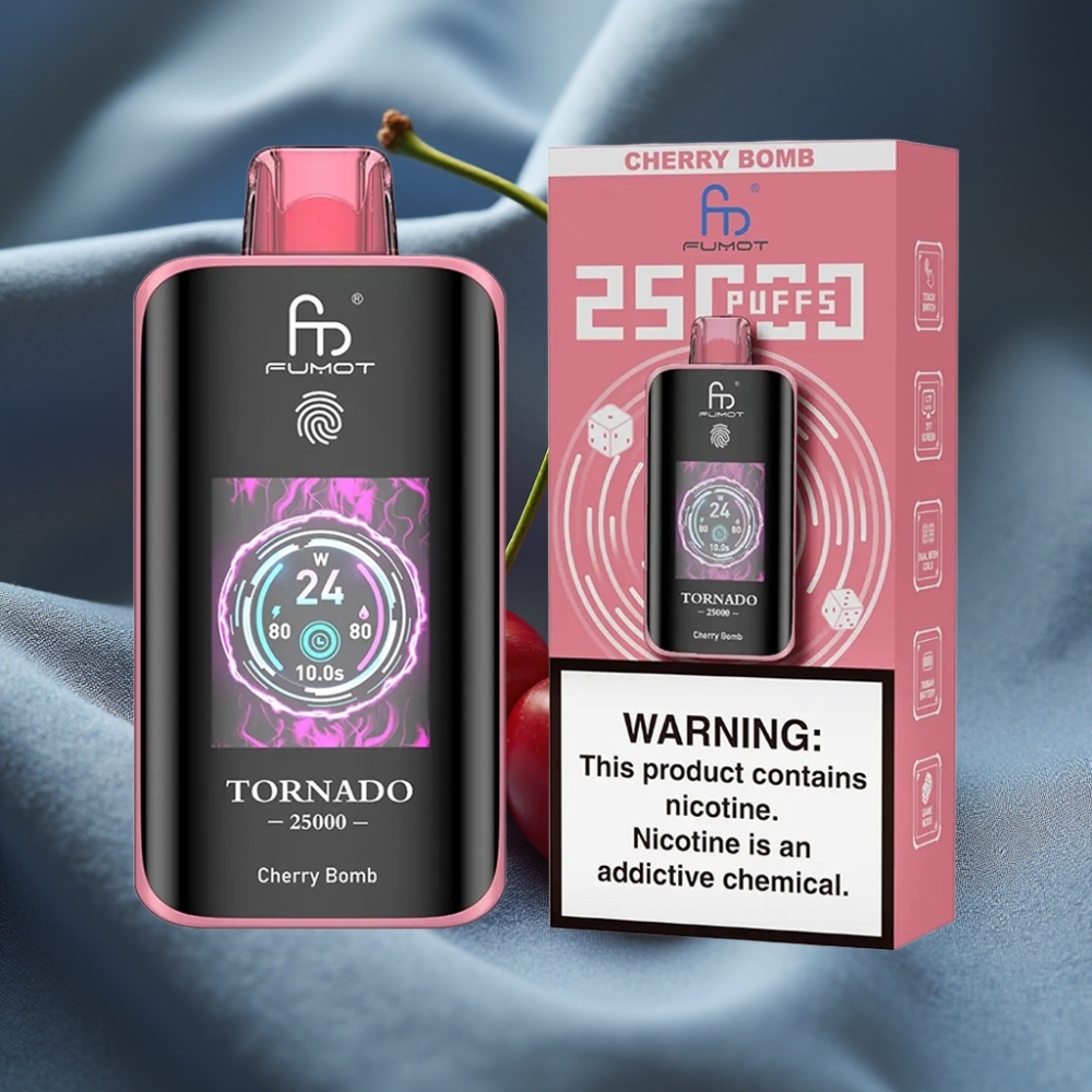Fumot Tornado 25000 Puff HD Ekran 700mAh Şarj Edilebilir Kiraz Bombası