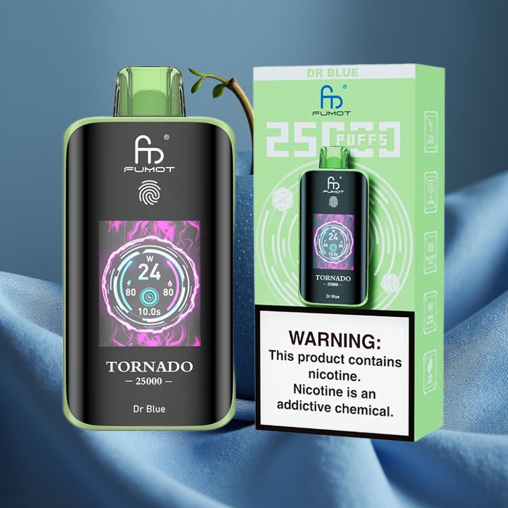Fumot Tornado 25000 Puff HD Ekran 700mAh Şarj Edilebilir Pil Dr Mavi