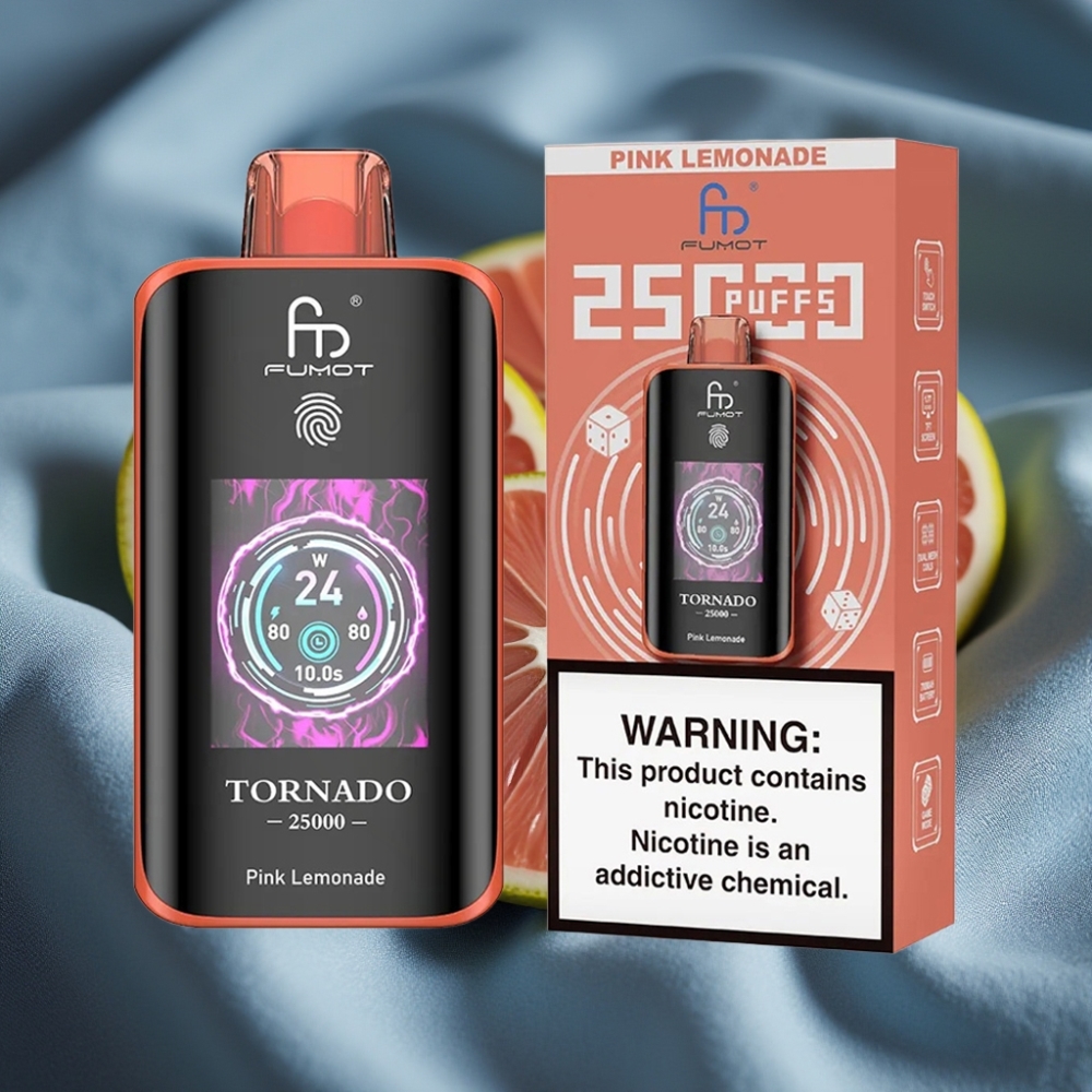 Fumot Tornado 25000 Puff HD Ekran 700mAh Şarjlı Pembe Limonata