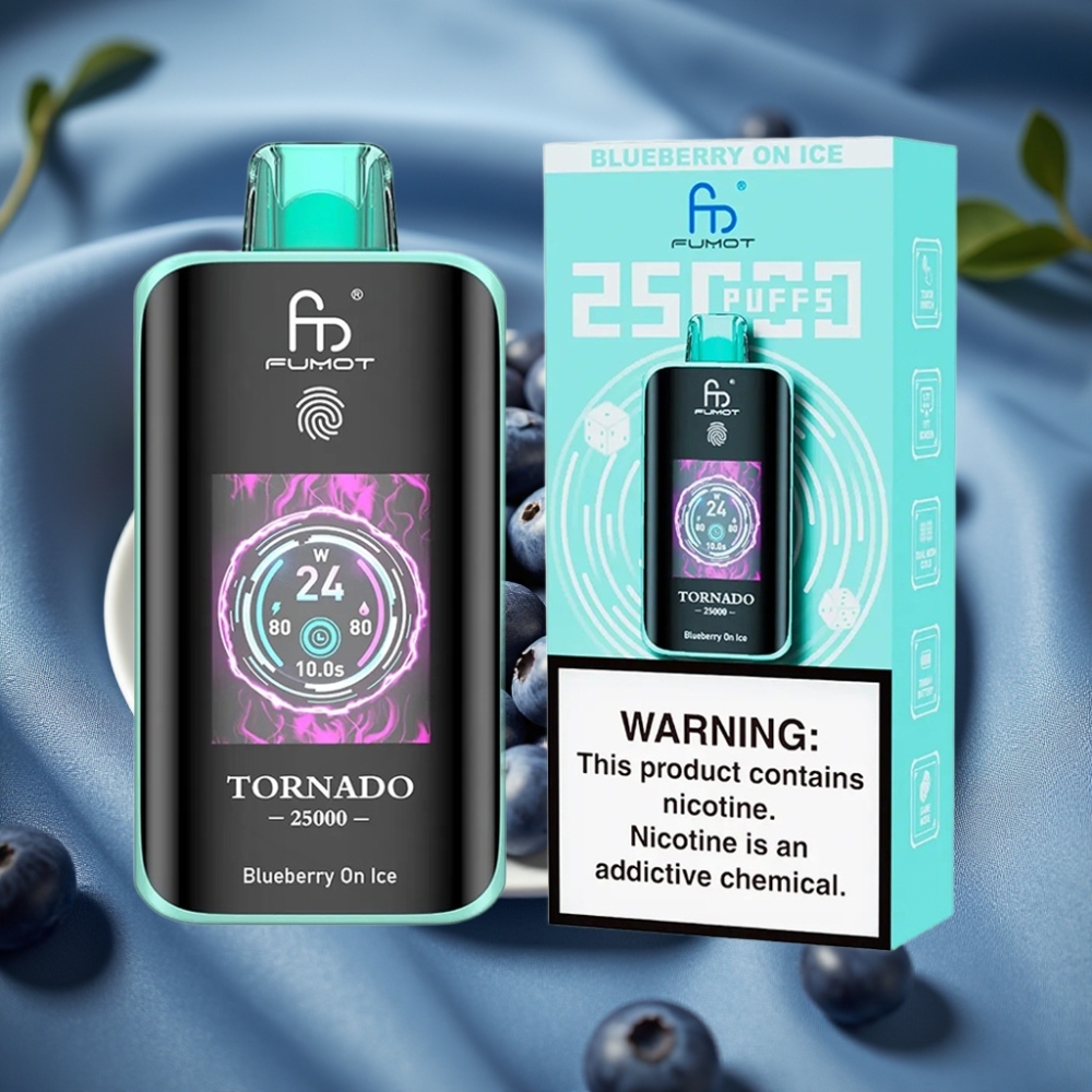 Fumot Tornado 25000 Puff HD Ekran 700mAh Şarjlı Type-C Yaban Mersini Buzlu