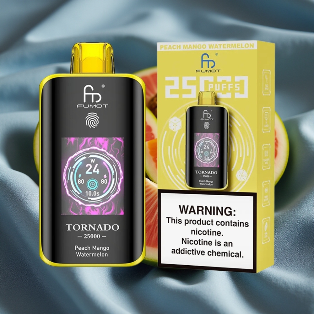 Fumot Tornado 25000 Puff HD Ekran 700mAh Şarjlı Şeftali Mango Karpuz Aromalı