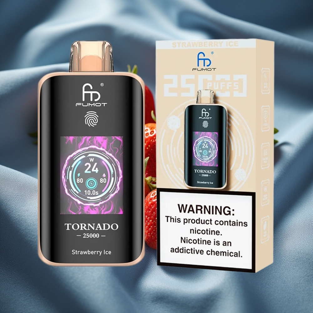 Fumot Tornado 25000 Puff HD Ekran 700mAh Şarjlı Çilek Buz Aromalı