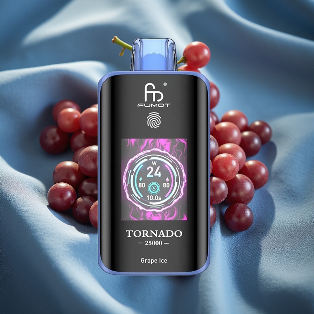 Fumot Tornado 25000 Puffs HD Ekran 700mAh Şarj Edilebilir Üzüm Buz