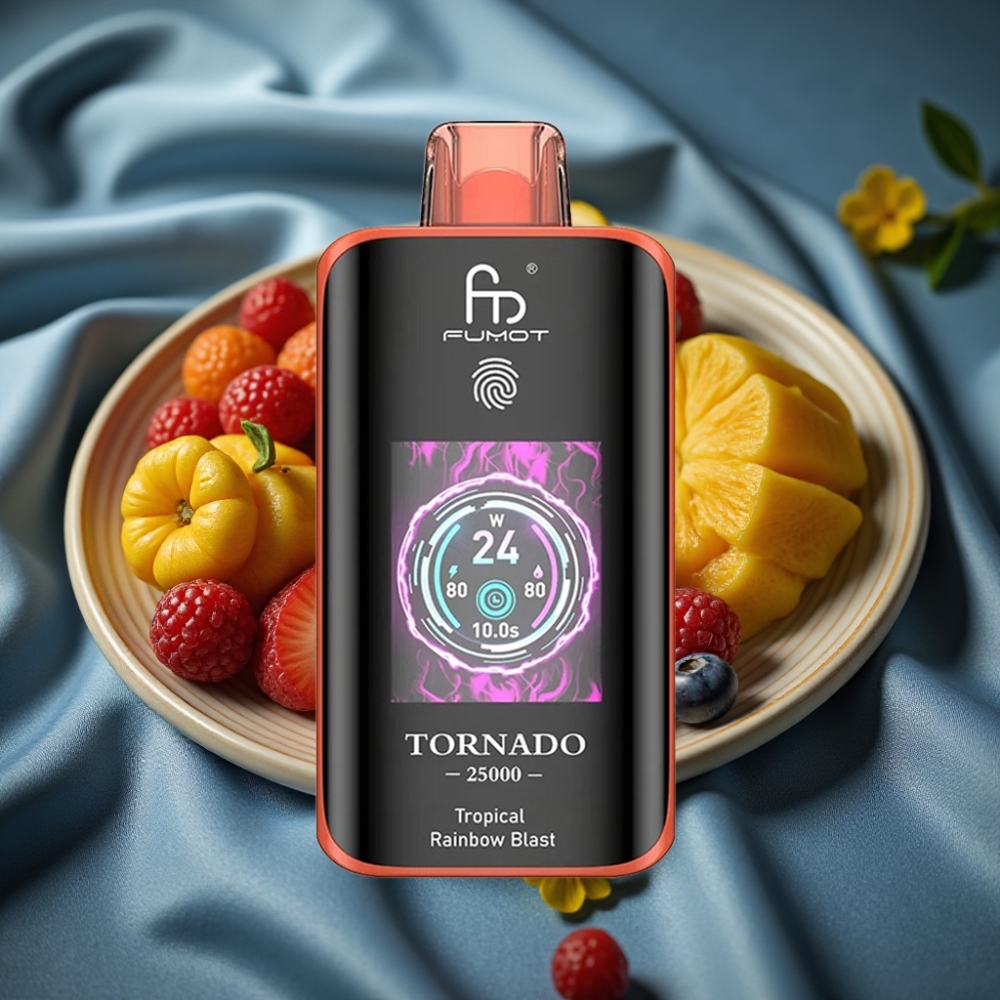 Fumot Tornado 25000 Puffs HD Ekran 700mAh Şarjlı Tropikal Gökkuşağı Patlaması