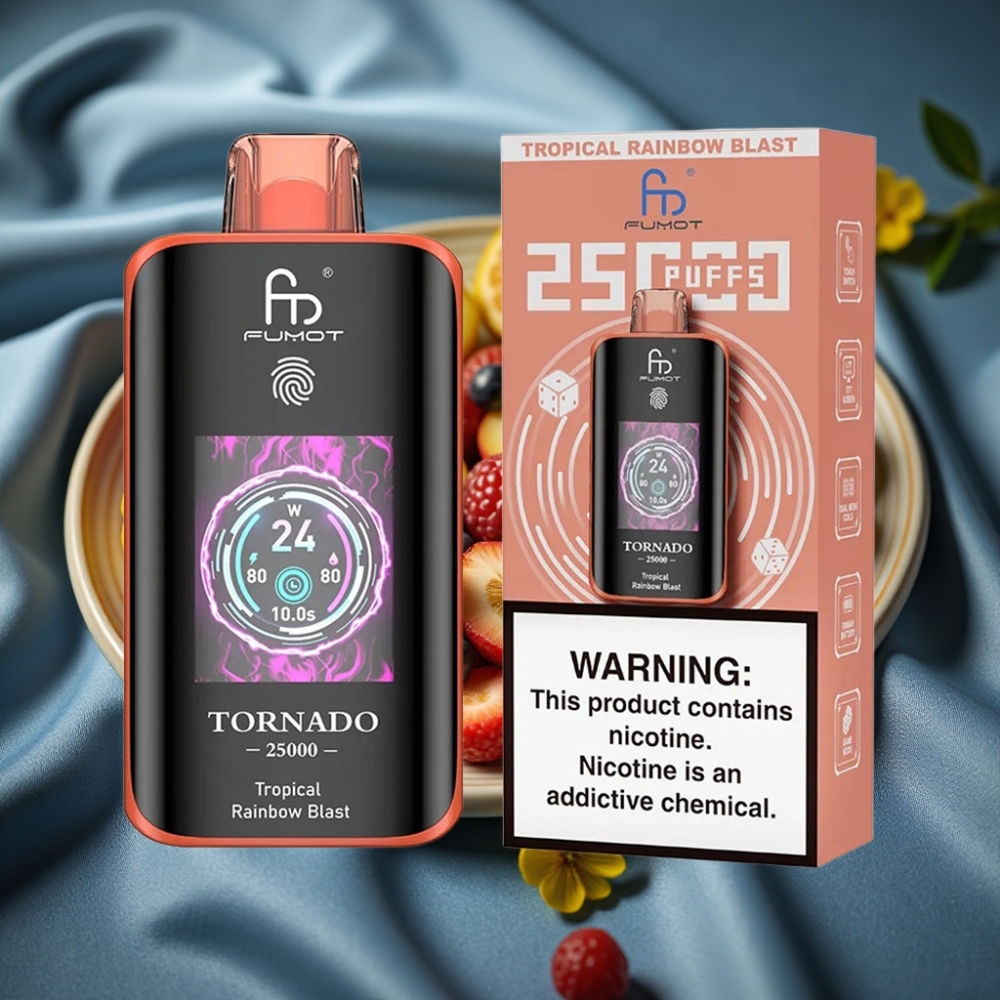 Fumot Tornado 25000 Puffs HD Ekran 700mAh Şarjlı Tropikal Gökkuşağı Patlaması