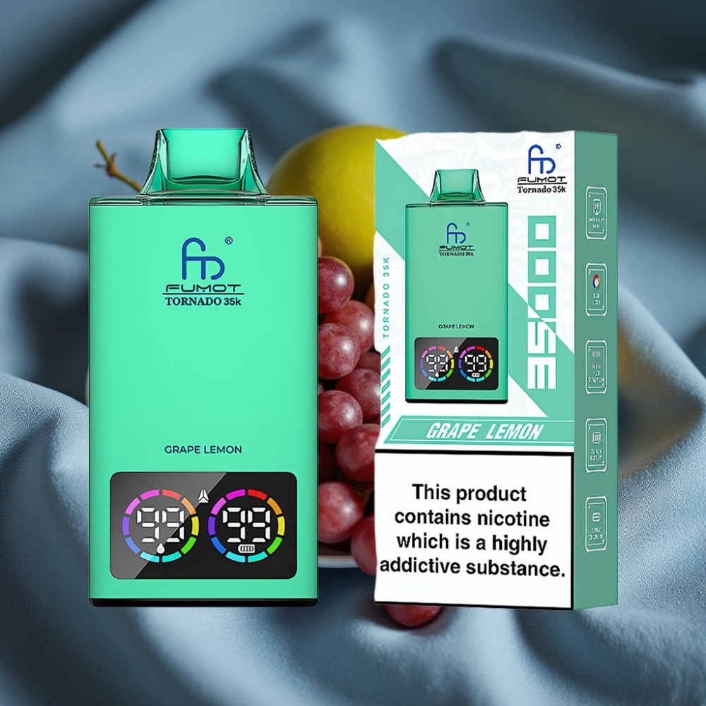 Fumot Tornado 35K 35000 Puff USB-C Hızlı Şarj Üzüm Limon Işık Göstergeli