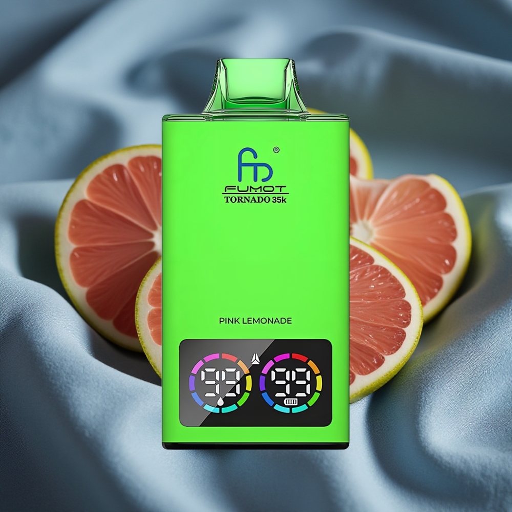 Fumot Tornado 35K 35000 Puff Çift Mesh Bobinli Pembe Limonata USB-C Şarj
