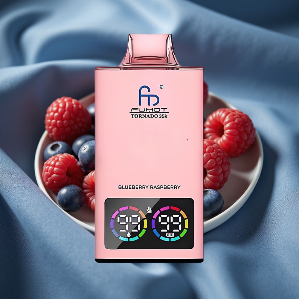 Fumot Tornado 35K 35000 Puff Çift Mesh Bobinli USB-C Hızlı Şarj Ahududu Yabanmersini