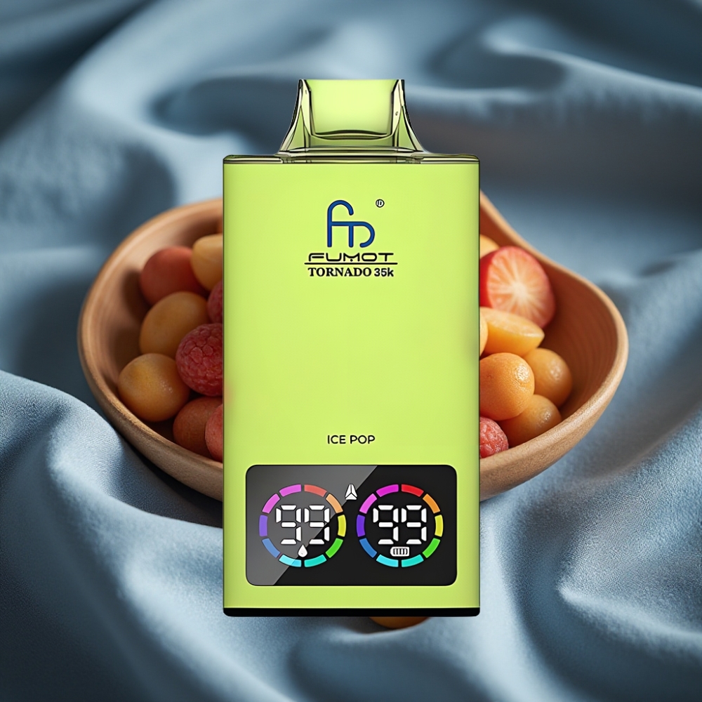 Fumot Tornado 35K Disposable Vape Buzlu Şeker 35000 Puff Çift Mesh Bobin Hızlı Şarj RGB