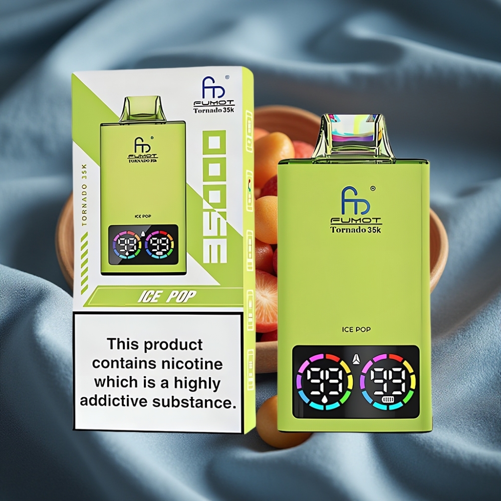 Fumot Tornado 35K Disposable Vape Buzlu Şeker 35000 Puff Çift Mesh Bobin Hızlı Şarj RGB