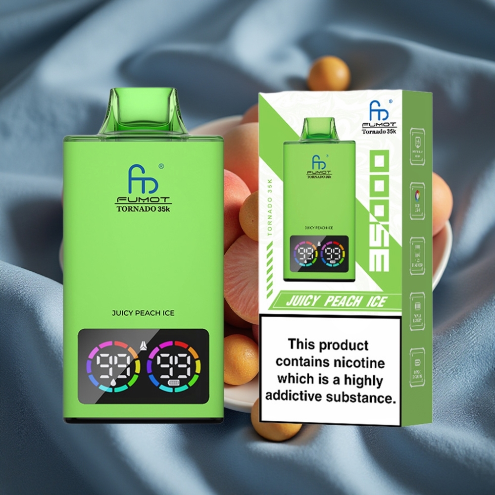 Fumot Tornado 35K Şeftali Buz Dual Mesh Coil RGB Işıklı 15ml 700MAH USB-C