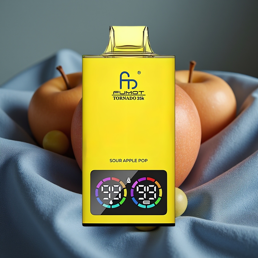 Fumot Tornado 35K Çift Mesh Bobinli RGB Aydınlatmalı Ekşi Elma Aromalı Disposable Vape