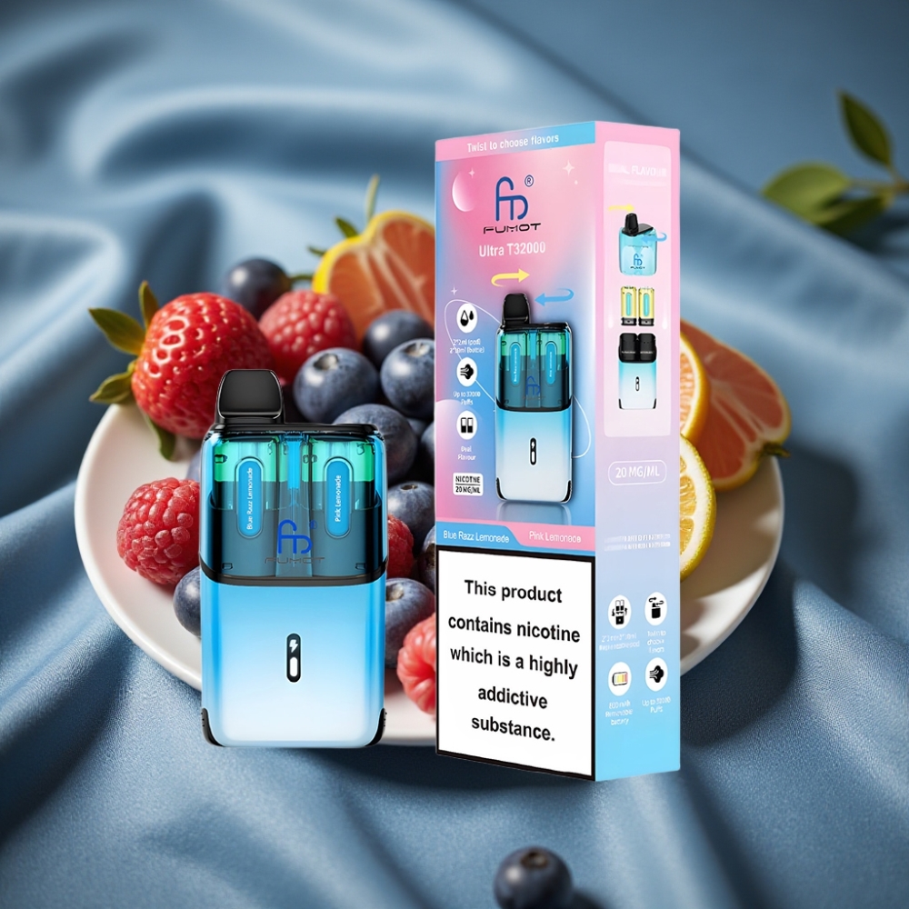 Fumot Ultra T32000 32000 Puff 800mAh Type-C Hızlı Şarj Mavi Ahududu Limonata - Pembe Limonata