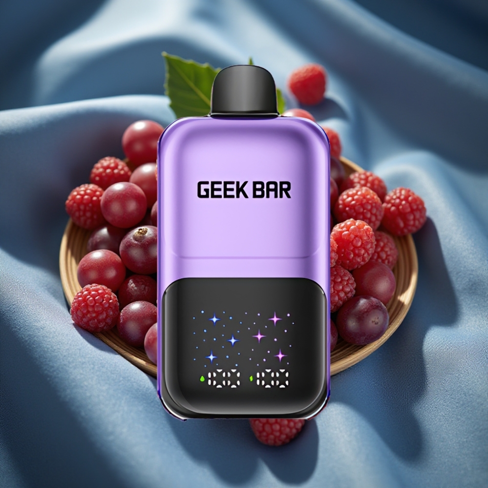GEEK BAR 2GO 50000 Puff 20ml Çift Tank Üzüm & Ahududu Aromalı Şarj Edilebilir Ekranlı