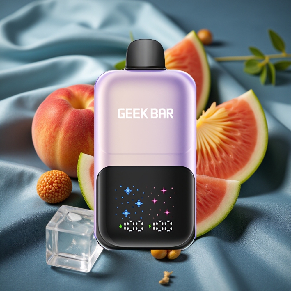 GEEK BAR 2GO Serisi 50000 Puff Şeftali Mango Karpuz Buz Aromalı 20ml Çift Tanklı Şarj Edilebilir Ekranlı Disposable Vape Pen