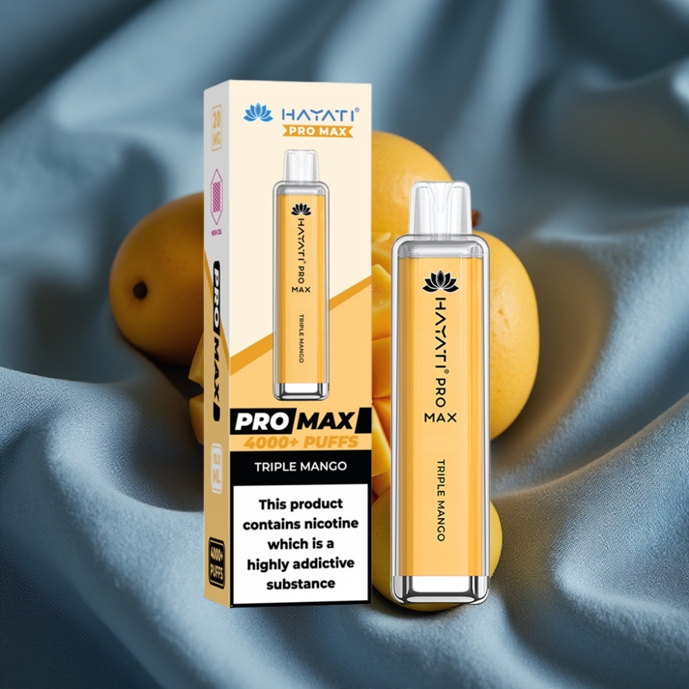 Hayati Pro Max 4000 Puf Çekme Aktif Çift 1.1 Ohm Mesh Coil Şarj Edilebilir Üçlü Mango