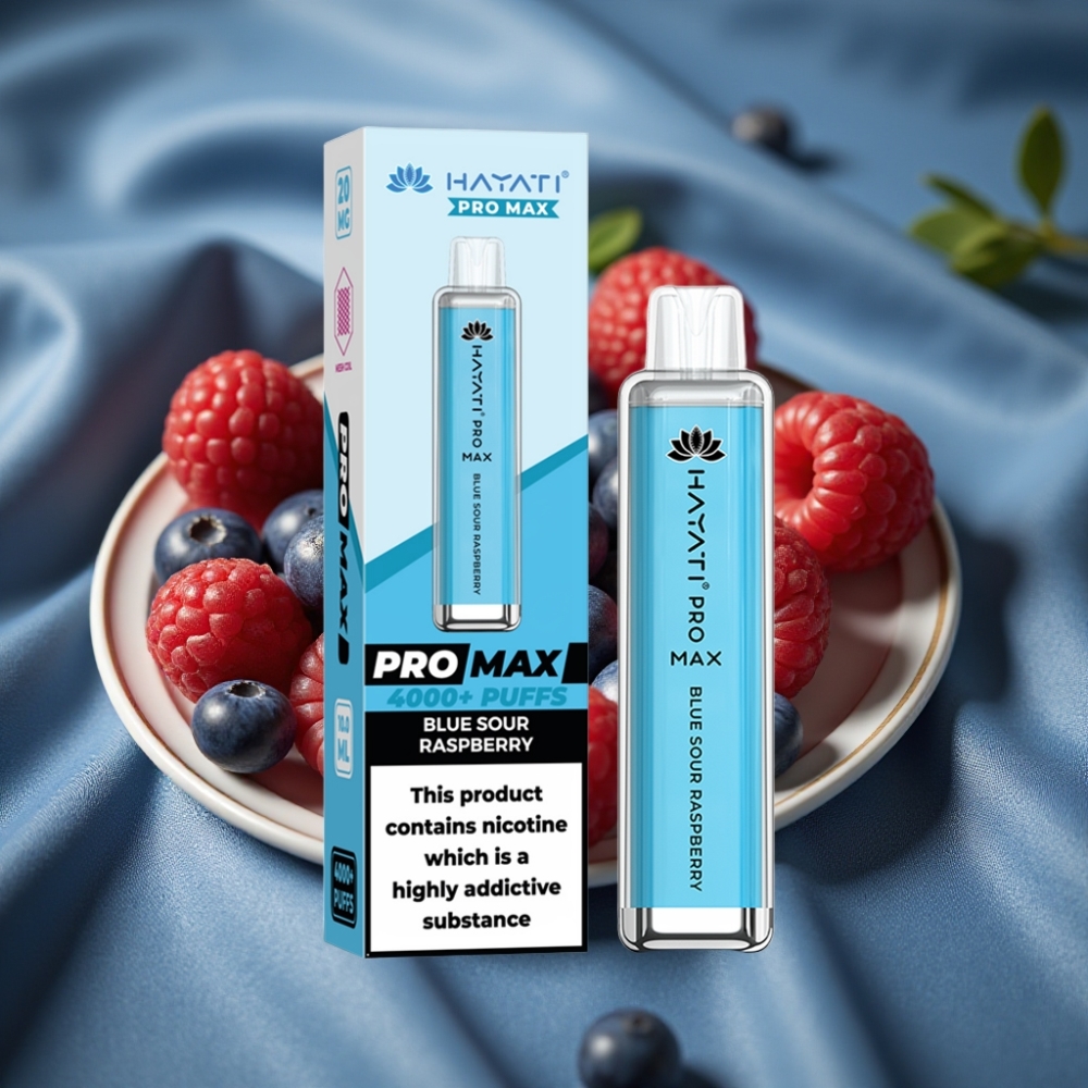 Hayati Pro Max 4000 Puff Şarj Edilebilir Crystal Görünümlü Mavi Ekşi Ahududu