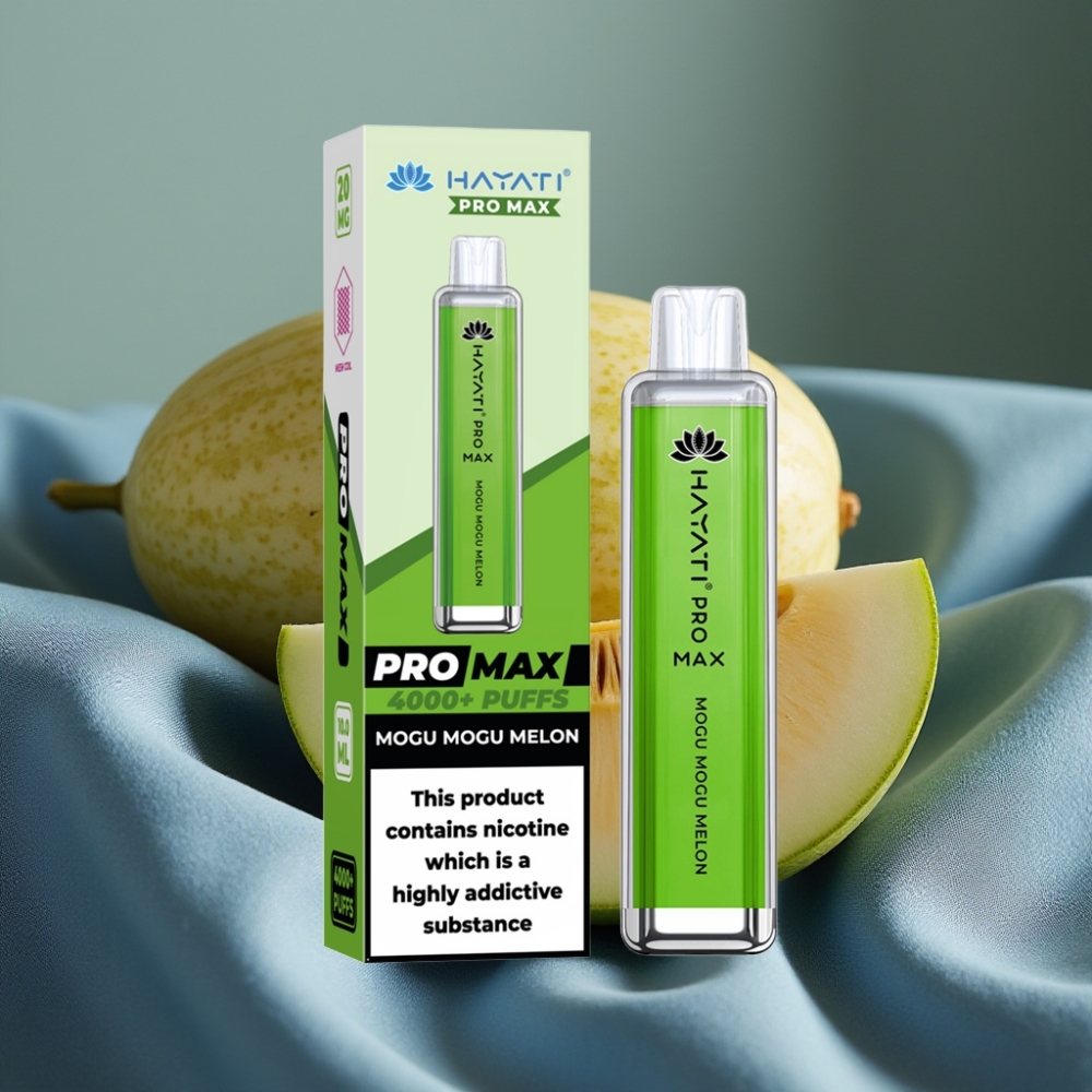 Hayati Pro Max 4000 Puff Çekmeyle Açılan Şeffaf Şarj Edilebilir Mogu Mogu Kavun Aromalı