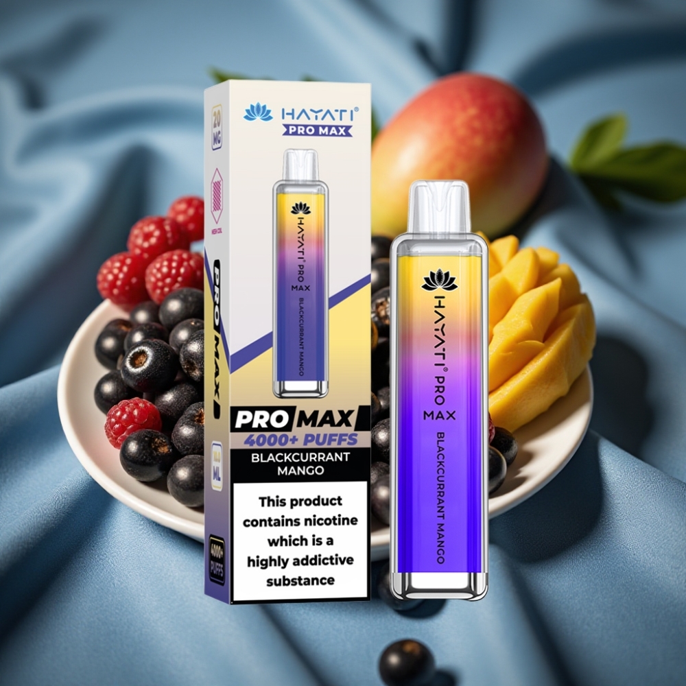 Hayati Pro Max 4000 Puff Çekmeyle Aktif Şarj Edilebilir Siyah Frenk Üzümü Mango Aromalı