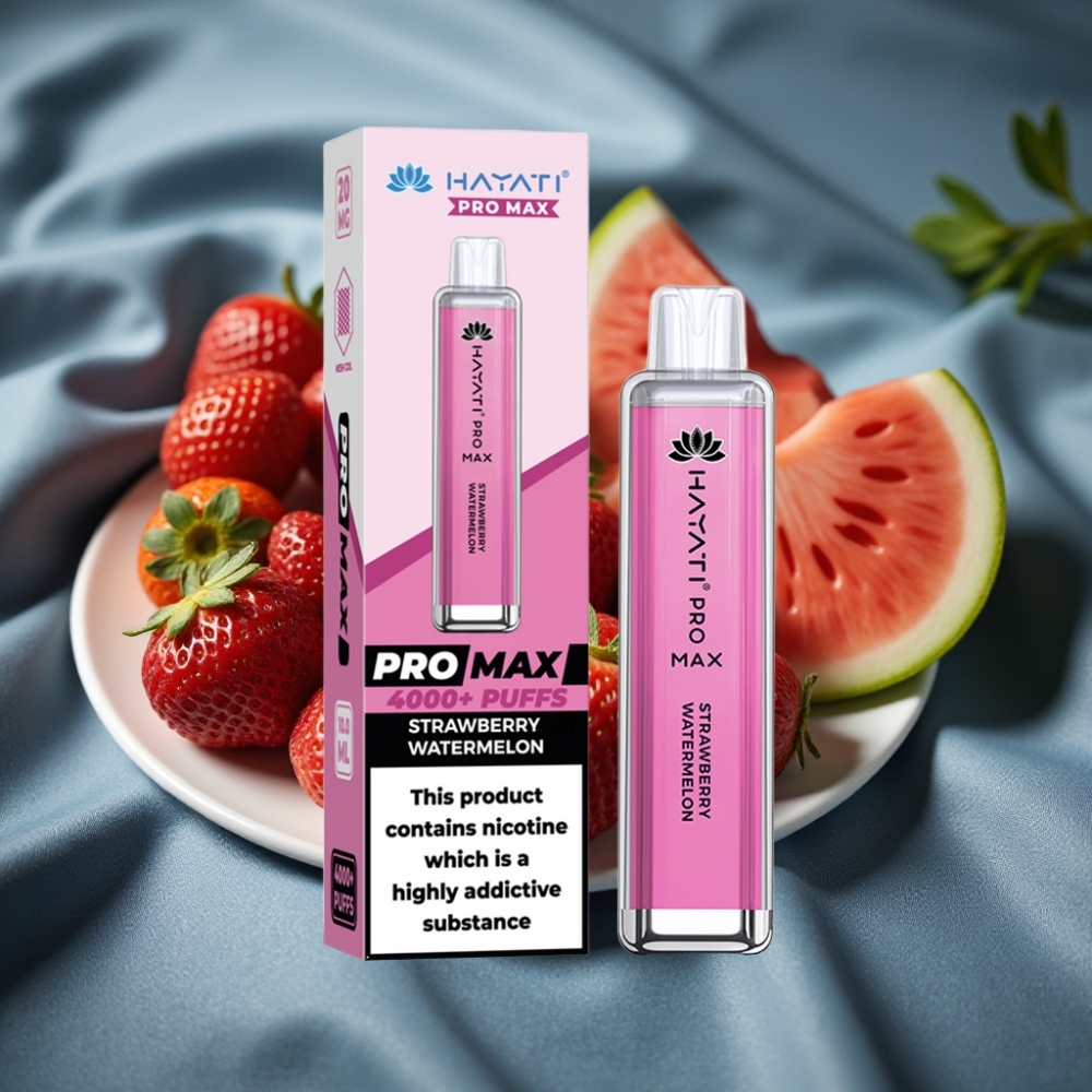 Hayati Pro Max 4000 Puff Çilek Karpuz Aromalı Şarj Edilebilir Crystal Görünüm LED Işıklı