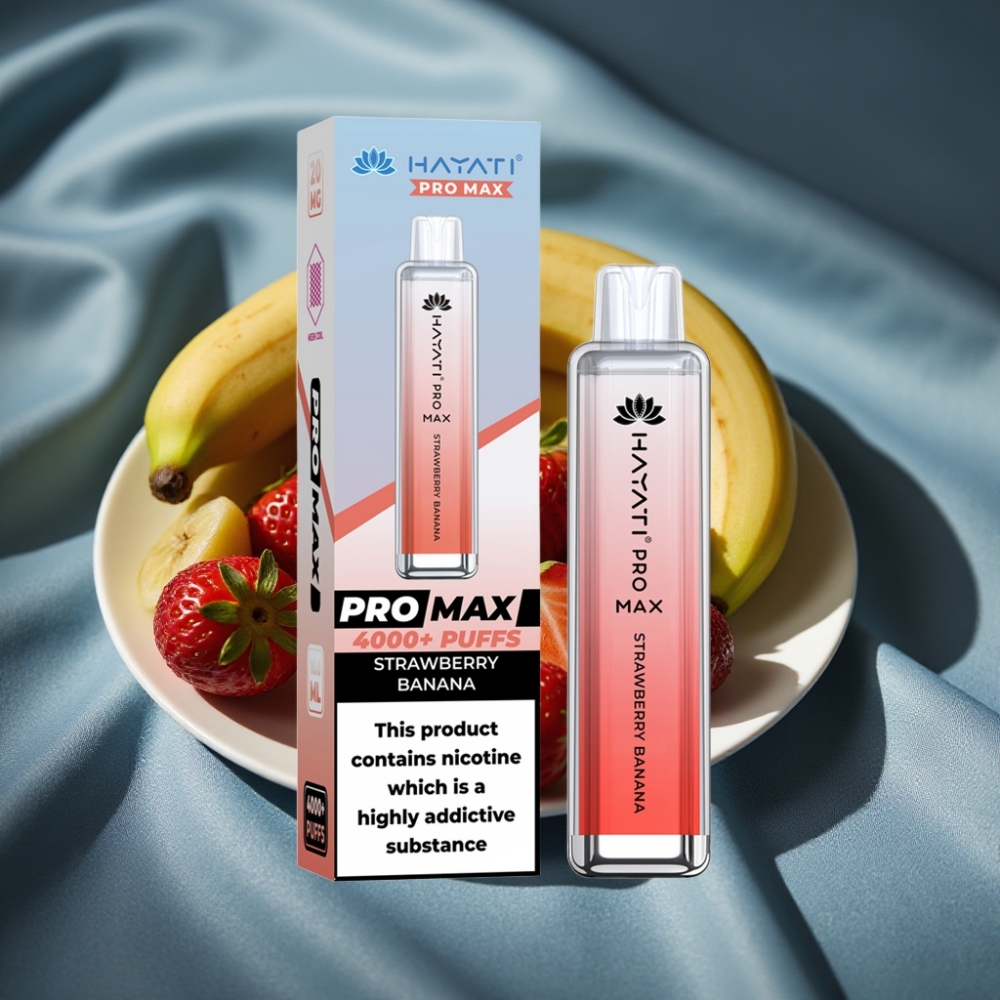 Hayati Pro Max 4000 Puff Çilek Muz LED Aydınlatmalı Şarj Edilebilir Crystal Görünüm