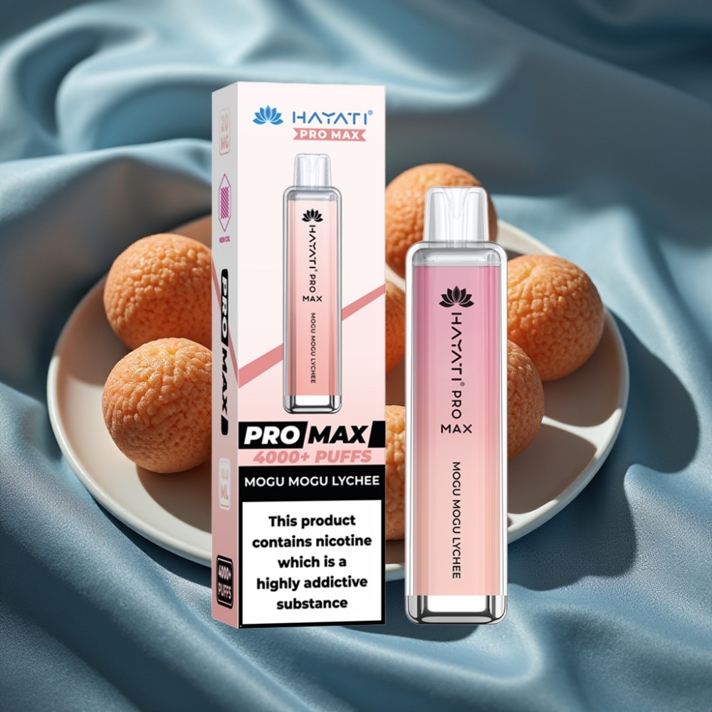 Hayati Pro Max 4000 Puff Çizgili Şeffaf Şarj Edilebilir Mogu Mogu Liçi Aromalı