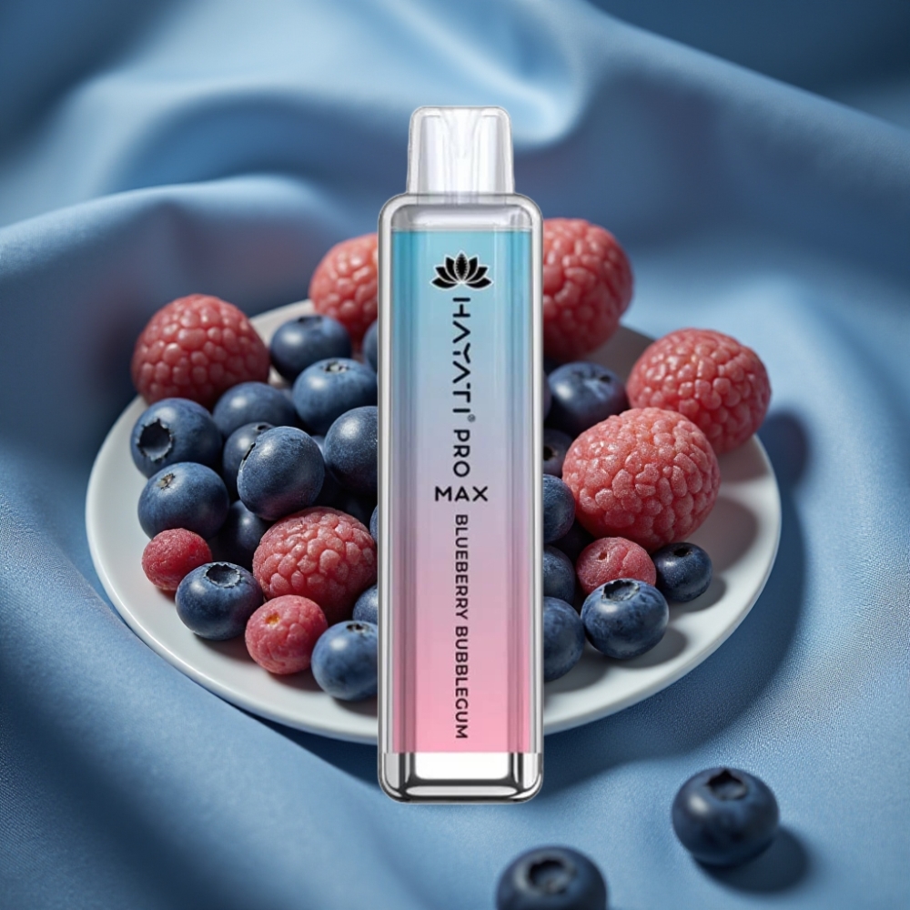 Hayati Pro Max 4000 Puff Çizgili Şeffaf Şarjlı Çift 1.1 Ohm Mavi Ahududu Sakız