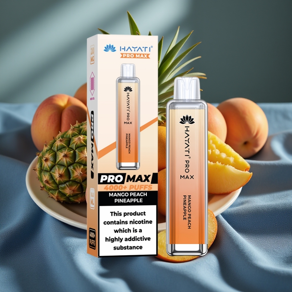 Hayati Pro Max 4000 Puffs Çekme Aktifli Şarj Edilebilir Mango Şeftali Ananas 5% Nikotin
