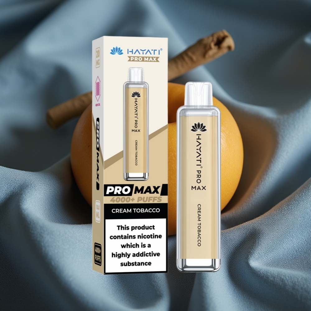 Hayati Pro Max 4000 Puffs Çift 1.1 Ohm Mesh Coil Şarj Edilebilir Krema Tütün