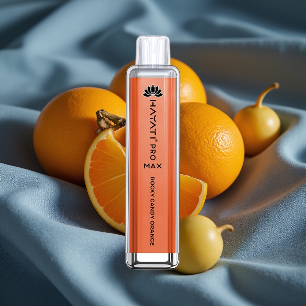 Hayati Pro Max 4000 Puffs Çizgili Şeker Portakal Tatlı Crystal Görünüm 1400mAh Şarj Edilebilir