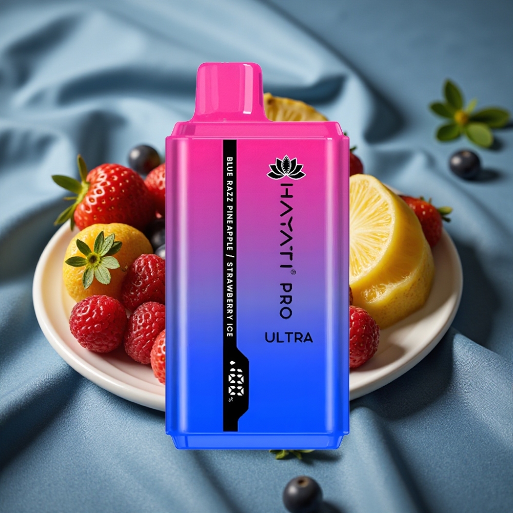 Hayati Pro Ultra 15000 Puff 850mAh 2×12ml 2% Mavi Ahududu Ananas Çilek Buz